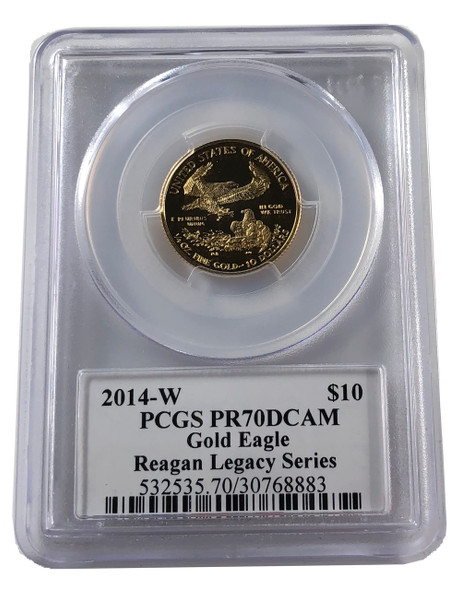 2014 W American Gold Eagle 1/4 oz, Reagan Legacy Series, Michael Reagan Signed, $10 PR70DCAM PCGS