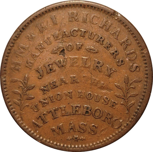 1834 Hard Times Token, HT-150, H&E Richards, Jewelry Manufacturer, Attleboro, MA