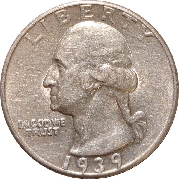 1939-P Washington Silver Quarter, Lustrous AU, Almost Uncirculated
