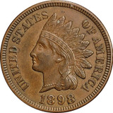 1898 Indian Cent, Strong AU, Almost Uncirculated w/ 4 Diamonds and Bold LIBERTY