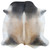 almond, black and cream cow hide rug