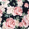 Peonies Black 100% Cotton