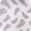 Grey Feathers on White 100% Cotton