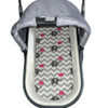 Grey Chevron Elephants with Pink Umbrellas Cotton Waterproof Bassinet Liner in vista v2