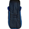 The back of the snuggle bag showing the pram liner with the footmuff zipped on