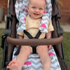 Chevron Grey & Pink Elephants Universal Fit Cotton Pram Liner photographed in Milly & Coup pram