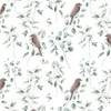 Eucalyptus with Sparrows 100% cotton
