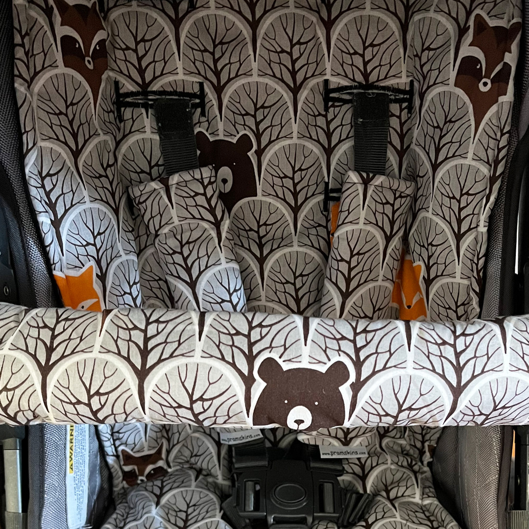 Peekaboo grey cotton pram liner to fit Steelcraft Strider