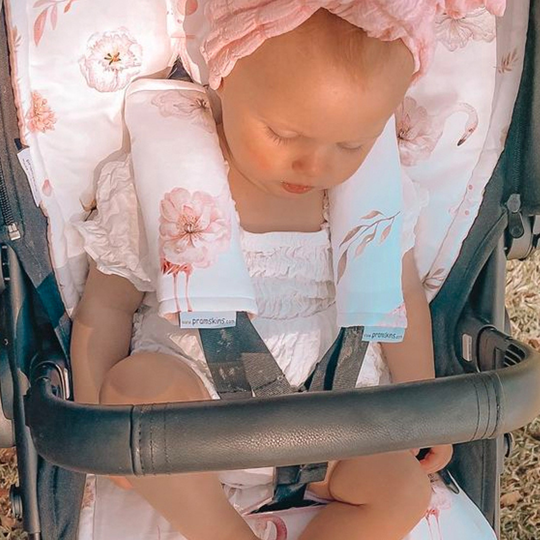 Flamingo Floral Cotton cotton pram liner to fit STRIDER PLUS