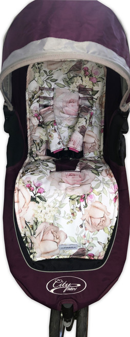 English Rose Cotton Pram Liner to fit Baby Jogger