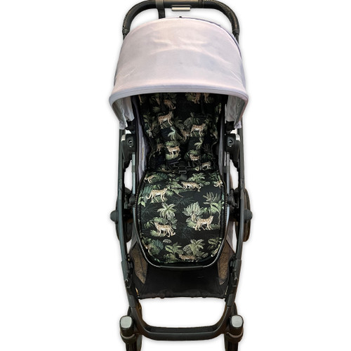 Leopard Black Universal Fit Cotton Pram Liner