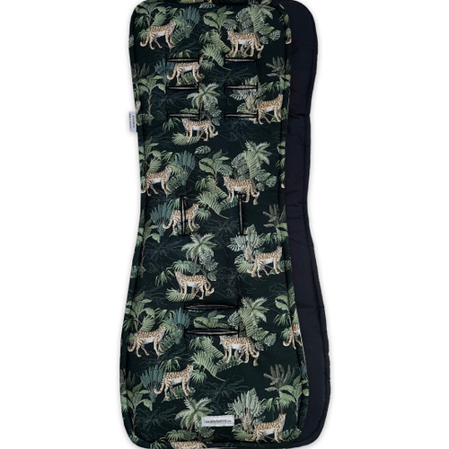 Leopard Black Cotton Pram Liner to fit Mountain Buggy