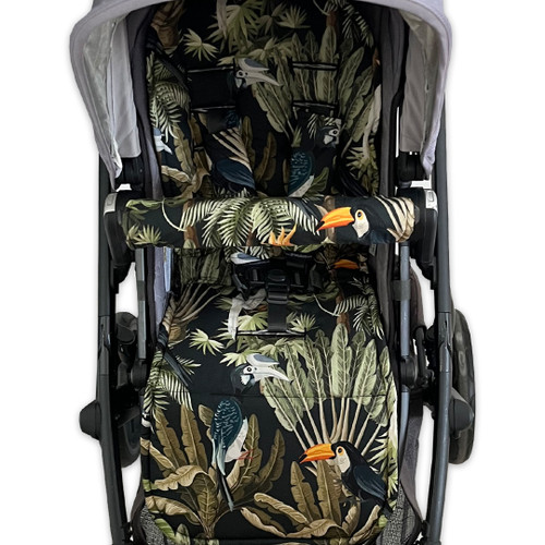 Toucans Black Cotton Pram Liner to fit iCandy