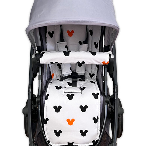 Mickey Black & Tangerine Cotton Pram Liner
