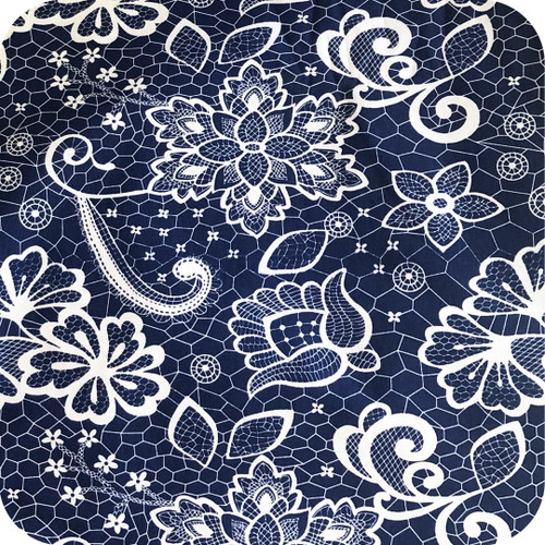 Lace Filigree Navy 100% Cotton