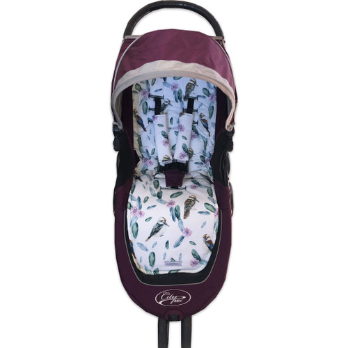 Kookaburras Cotton Pram Liner photographed in Baby Jogger City Mini