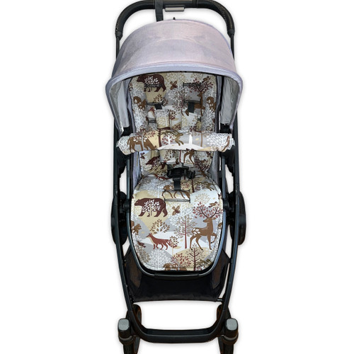 Nordic Forest Cotton Pram Liner photographed in Uppababy Vista v2 Nordic Forest Cotton Pram Liner photographed in Uppababy Vista v2