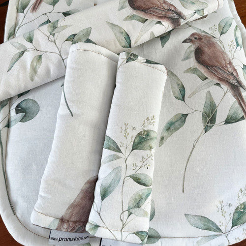 Eucalyptus with Sparrows Universal Fit Cotton Pram Liner