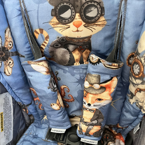 Steampunk Animals Blue Cotton Pram Liner to fit Baby Jogger City Mini GT
