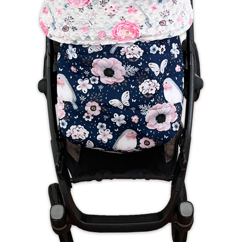 Baby Robin Navy Waterproof Footmuff with Baby Robin Minky