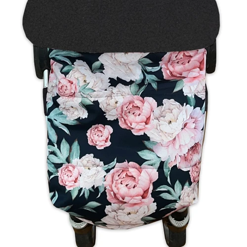 Peonies Black Universal Fit Waterproof Footmuff