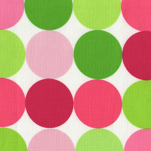Disco Dot Pink & Apple Green Cotton 