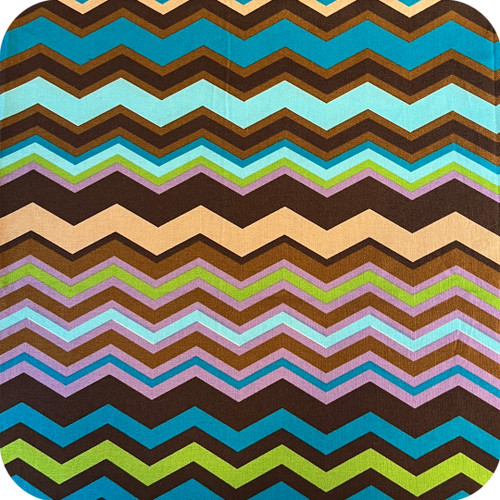 Chevron Aqua & Java Cotton Waterproof Universal Bassinet Liner - discontinued print SALE