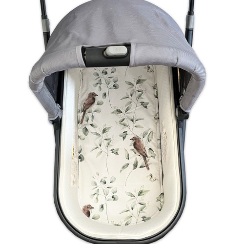 Eucalyptus with Sparrows Universal Fit Waterproof Bassinet Liner in Uppababy Vista v2
