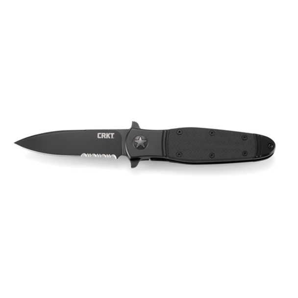 COLUMBIA RIVER KNIFE 794023995060 BOMBASTIC BLACK WITH TRIPLE POINT SERRATIONS