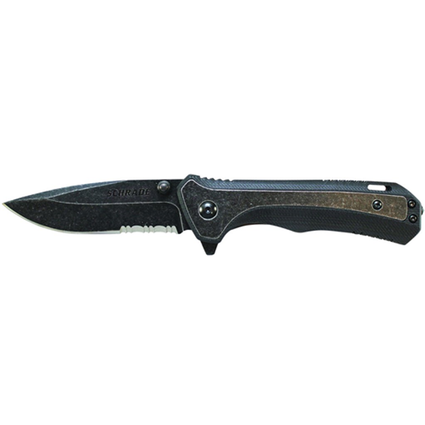 SCHRADE 044356219631 Schrade Liner Lock Folding Knife Partially Serrated Drop Point