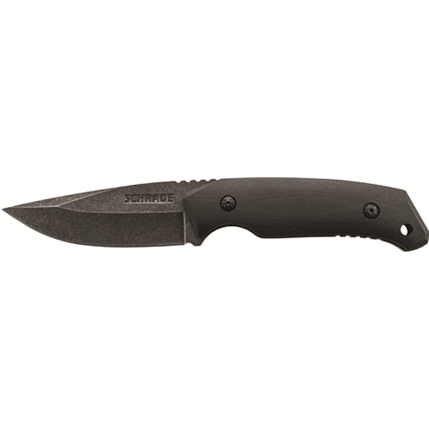 SCHRADE 044356217217 Schrade fixed blade 8Cr13 high carbon stainless steel stone wash drop point blade full tang smooth G-10 overlay handles with lanyard hole and belt sheath