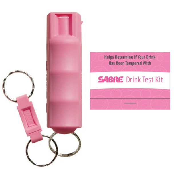 SABRE 023063806143 Pink Key Case Pepper Spray & Drink Test Kit