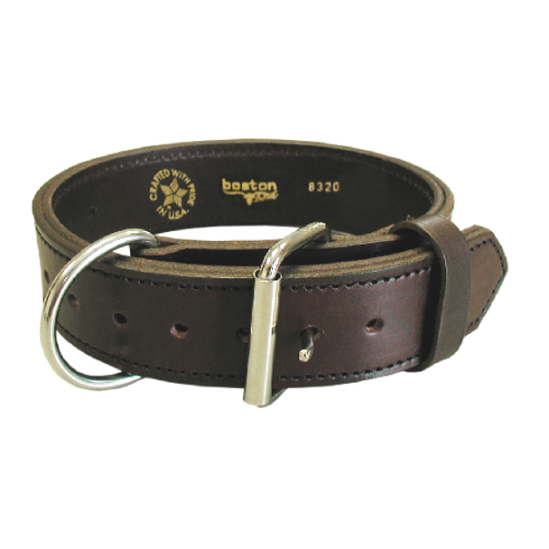 BOSTON LEATHER  Leather Agitation Dog Collar, 2  with Nickel Hardware