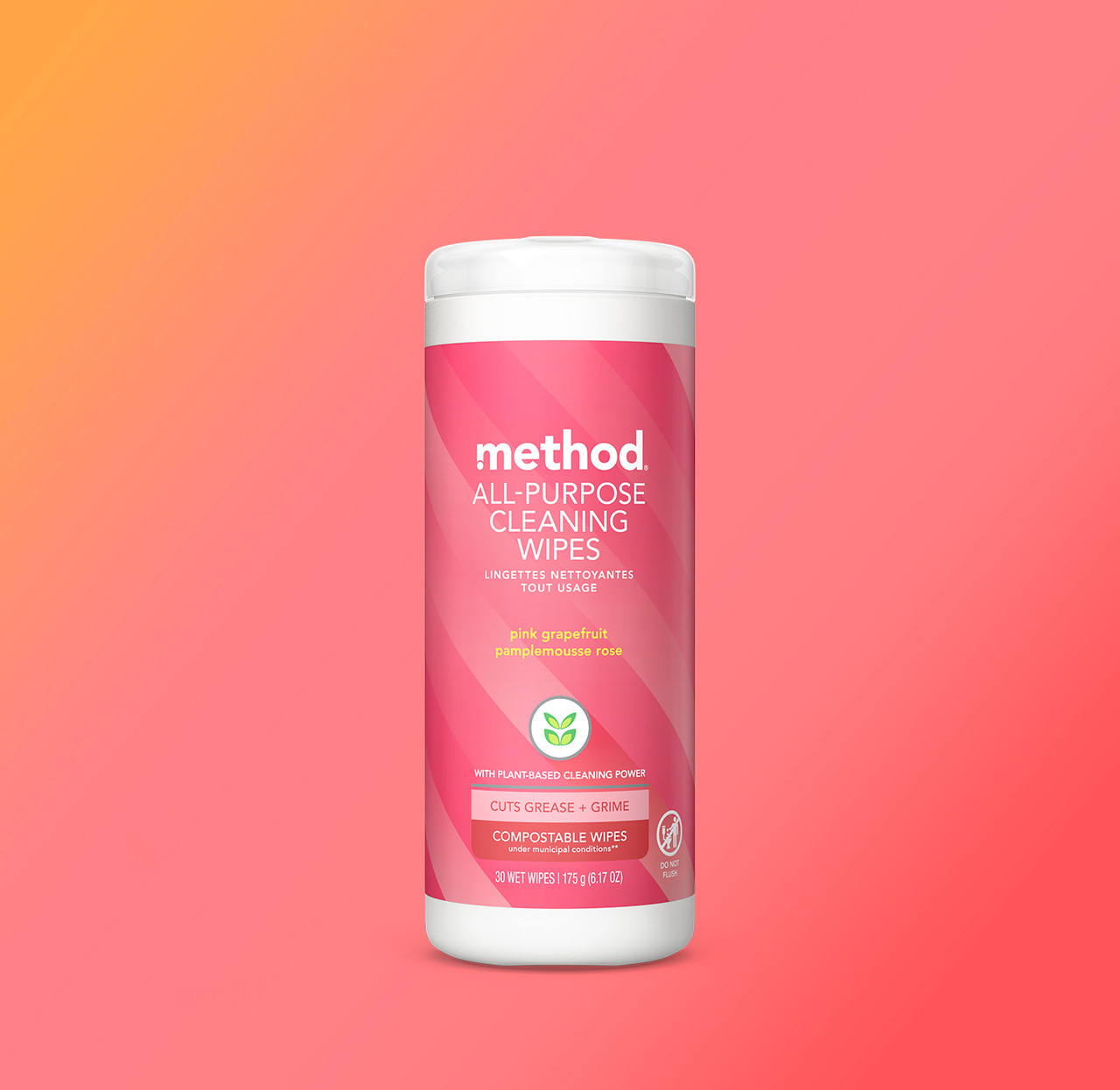 method  All-Purpose Cleaning Wipes, Pink Grapefruit, 30 ct