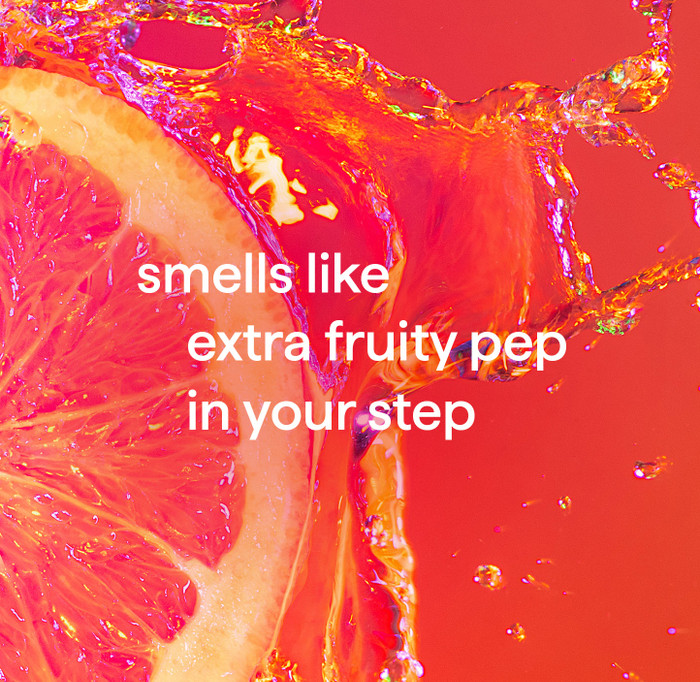 Smells like extra fruity pep in your step.