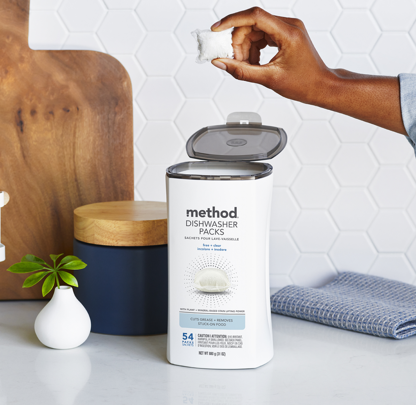 method Dishwasher Packs, Free + Clear, 54 ct