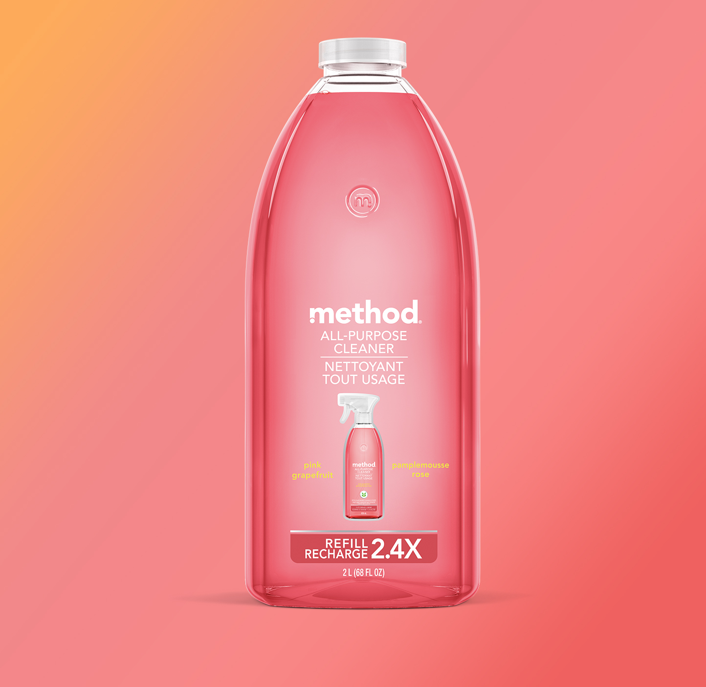 Method Grapefruit Scent All Surface Cleaner, 68 Ounce Plastic Bottle -- 6  per case