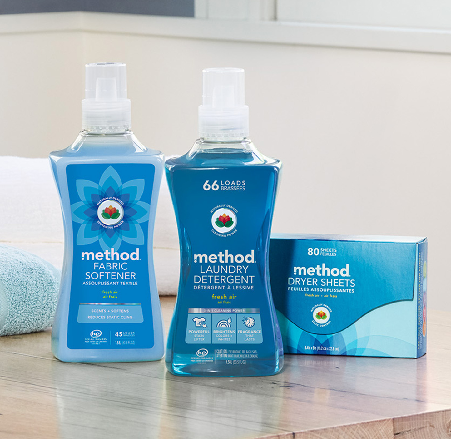 method Dryer Sheets, Fresh Air, 80 ct