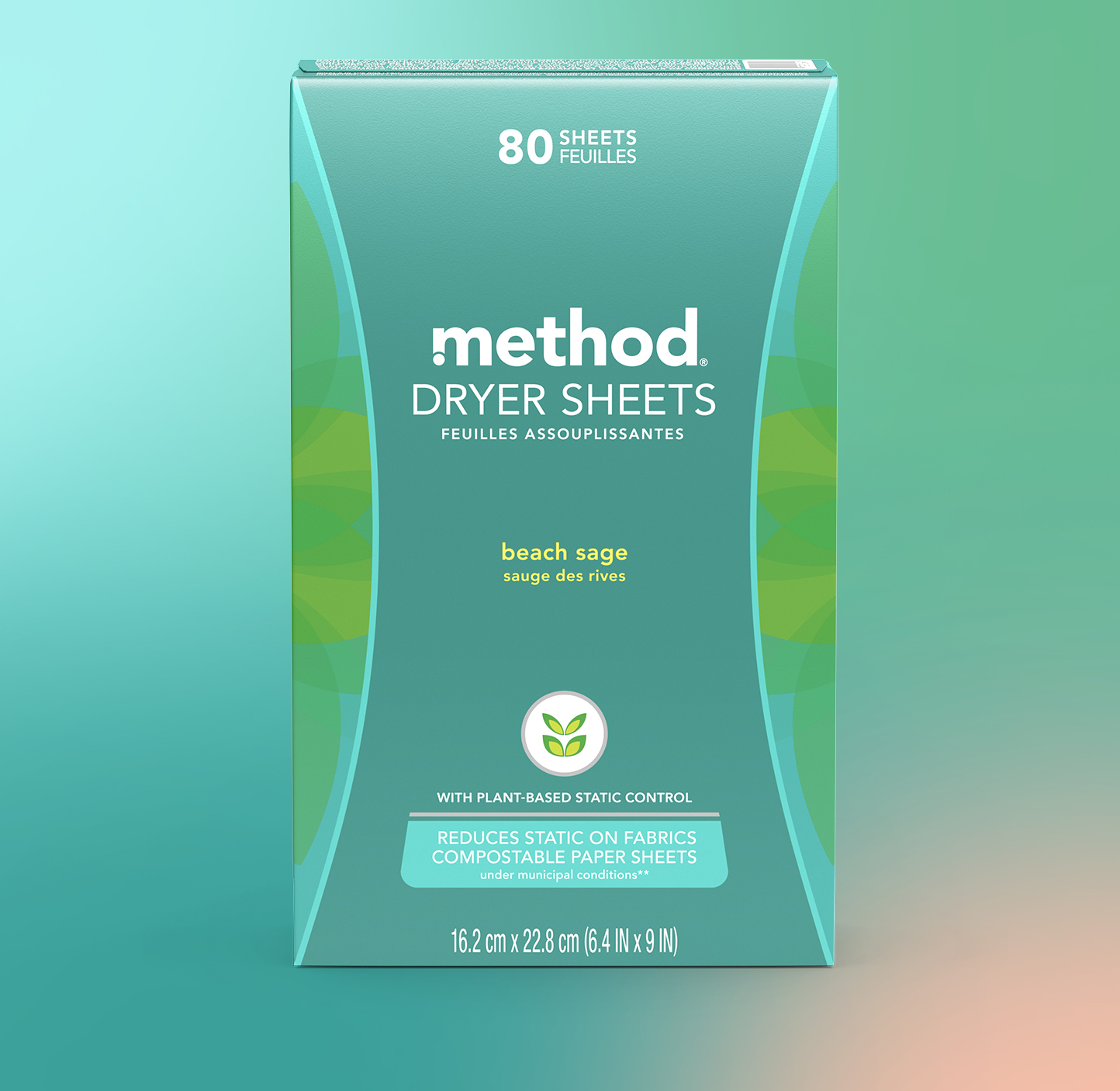 method Dryer Sheets, Beach Sage, 80 ct
