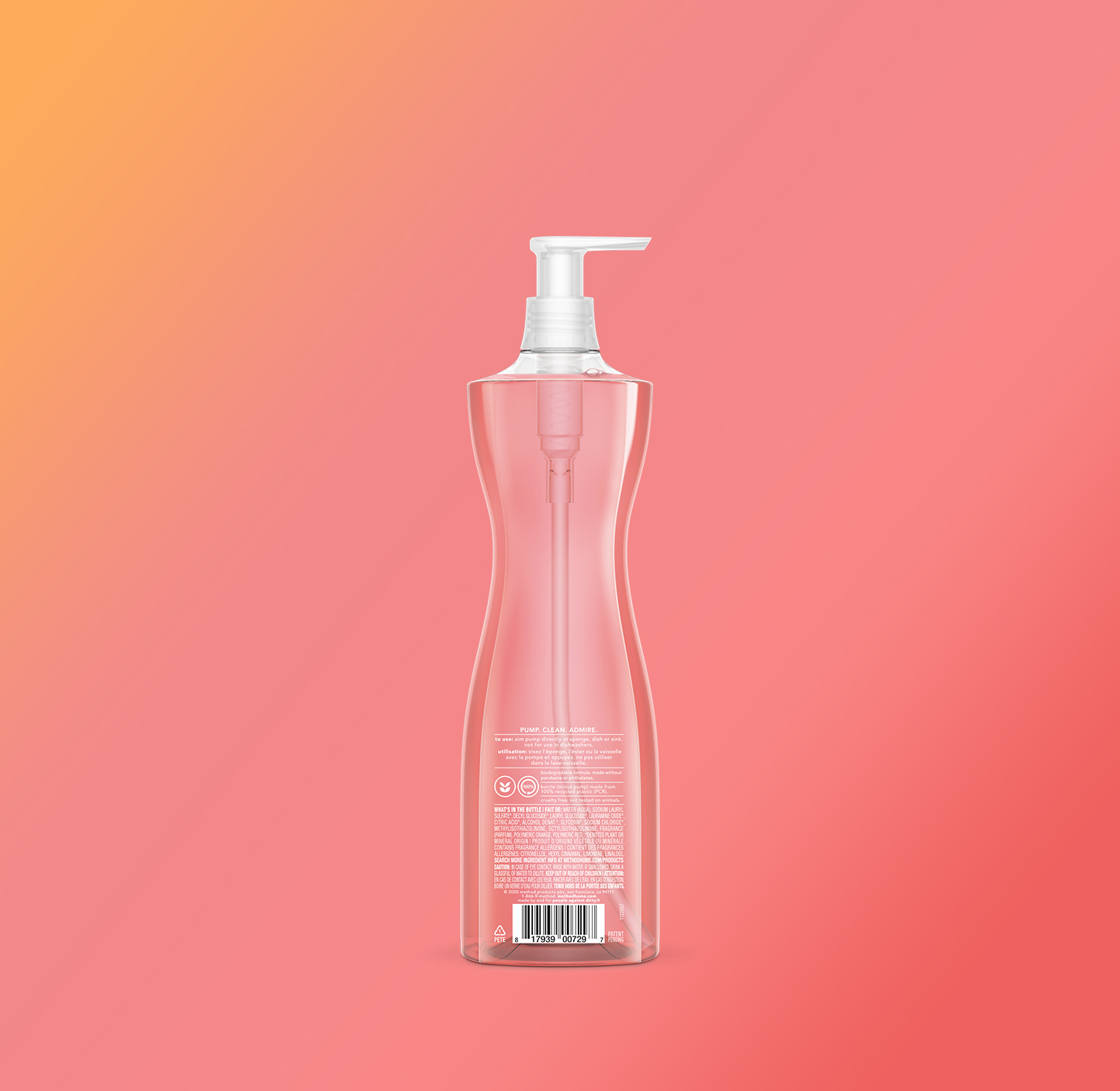 method Dish Soap, Pink Grapefruit, 18 oz