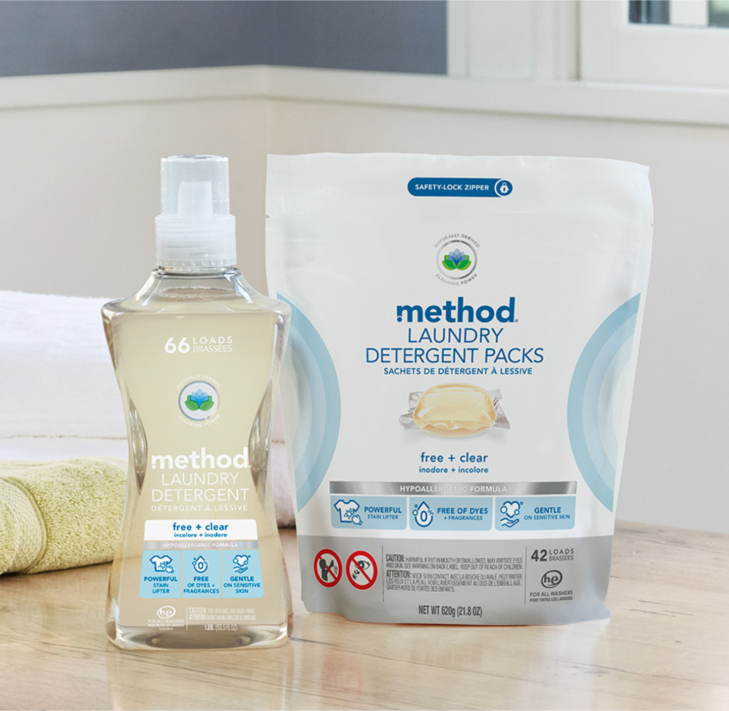 method Laundry Detergent, Free + Clear, 53.5 oz, 66 Loads