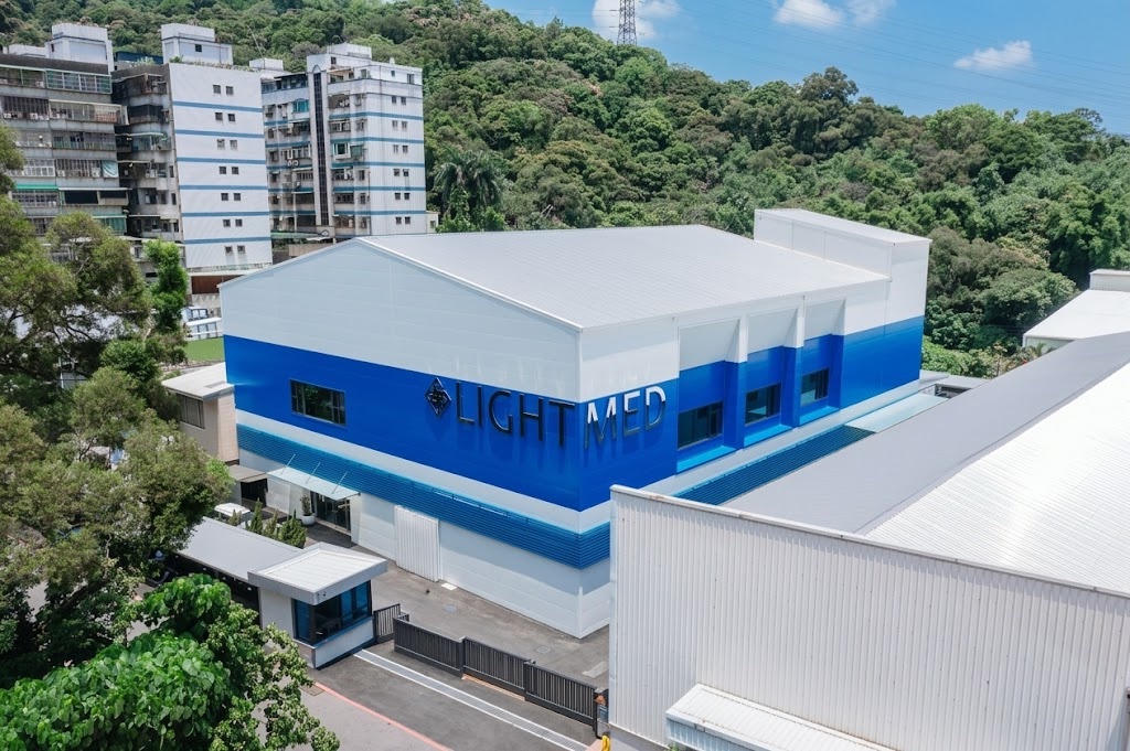 LIGHTMED Taiwan headquarters with blue and white facade and branded signage