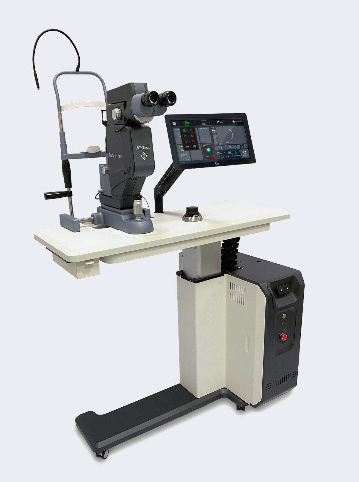 TruScan Pro Laser System, multi-wavelength pattern scanning photocoagulator with slit lamp and smart table