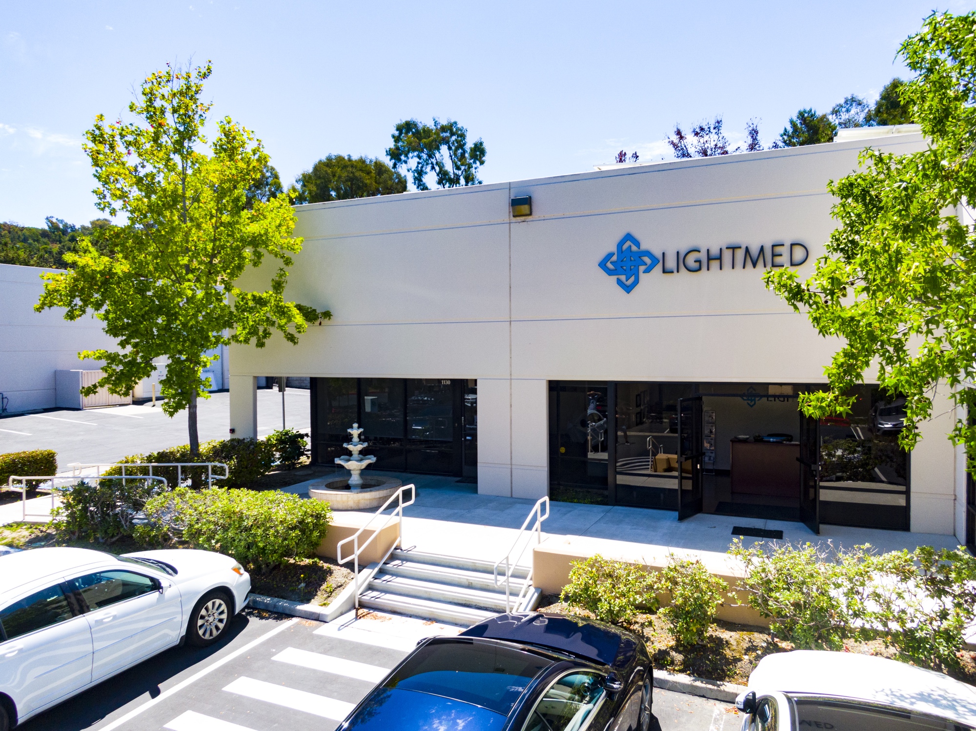 Aerial view of LIGHTMED headquarters entrance