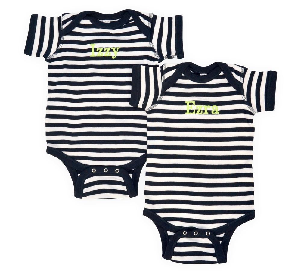 PERSONALIZED STRIPED ONESIE Baby Be Hip