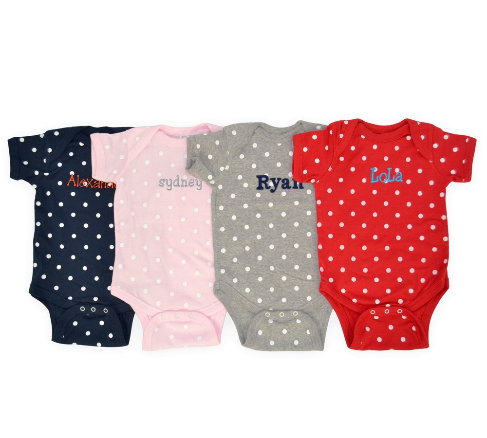 PERSONALIZED POLKA DOT ONESIE Baby Be Hip