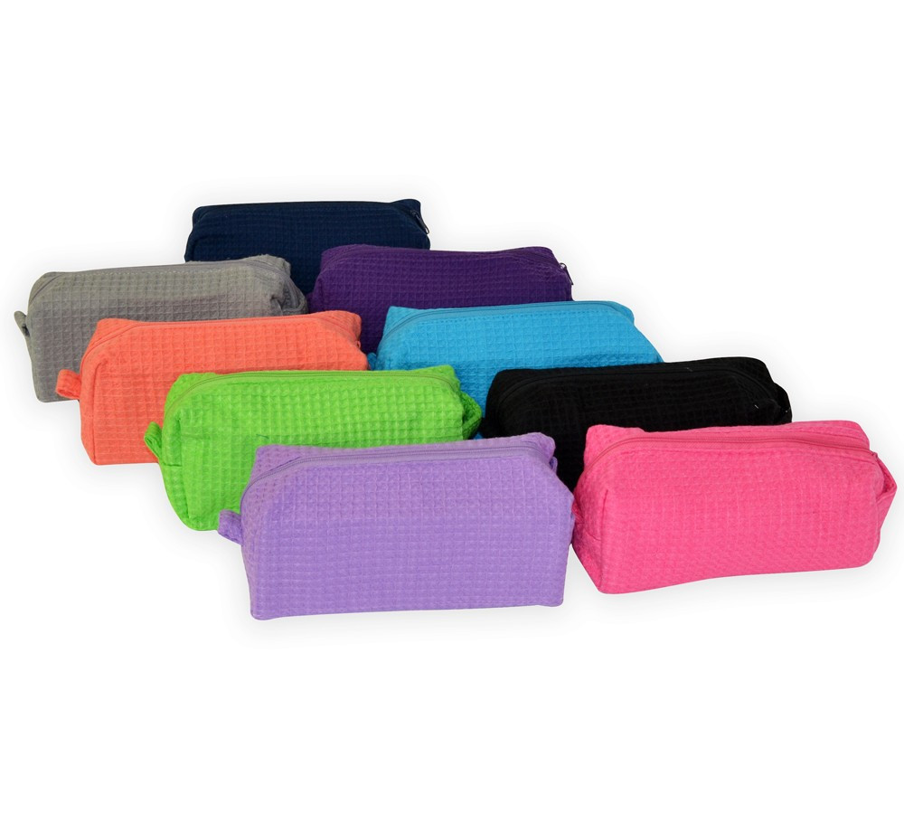 TRAVEL SIZED WAFFLE WEAVE PERSONALIZED COSMETIC BAG Baby Be Hip