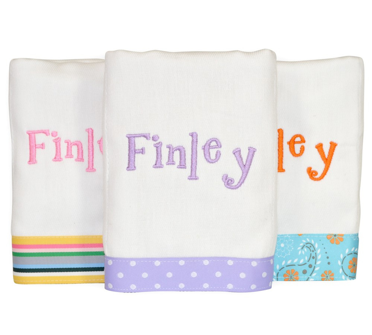 PERSONALIZED BABY BURP CLOTHS SET OF 3 Baby Be Hip