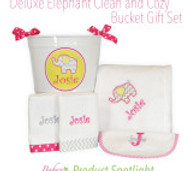 DELUXE ELEPHANT CLEAN AND COZY BUCKET PERSONALIZED BABY GIFT SET: PRODUCT SPOTLIGHT DELUXE ELEPHANT CLEAN AND COZY BUCKET PERSONALIZED BABY GIFT SET: PRODUCT SPOTLIGHT