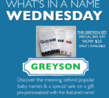 WHAT’S IN A NAME WEDNESDAY DEAL: GREYSON SET OF 3 BURP CLOTHS